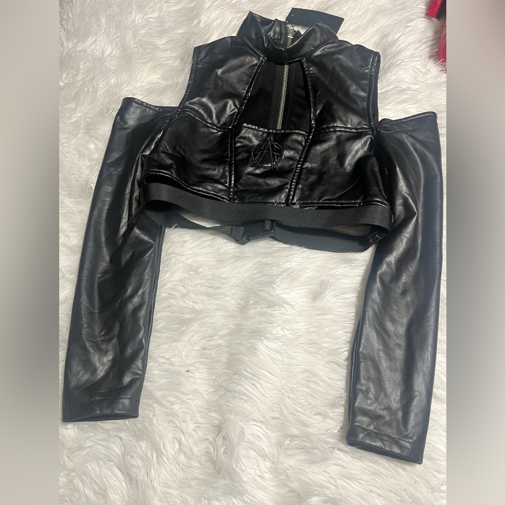Fan all flames dolls kill vegan leather top